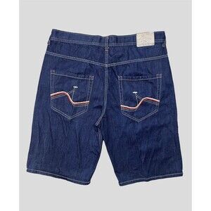 VTG Y2K Enyce Jeans Shorts Mens Size 40 Embroidered Blue Baggy Denim Streetwear